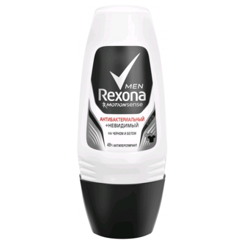 Купить Дезодорант - роликовый (deodorant roll) Rexona (50) Men Антибактериальный + Невидимый На Черном И Белом Дезодорант роликовый 50 мл.