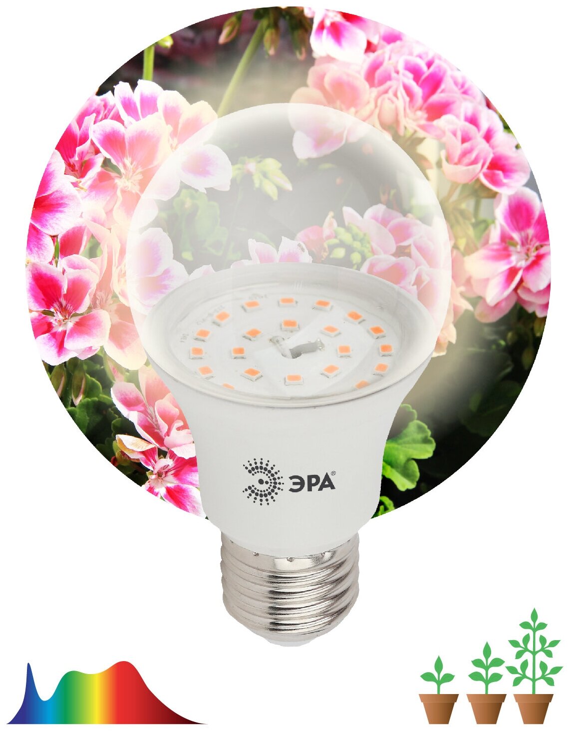Светодиодная лампа ЭРА Fito 11W E27 для растений полного спектра (комплект из 2 шт) - фотография № 1