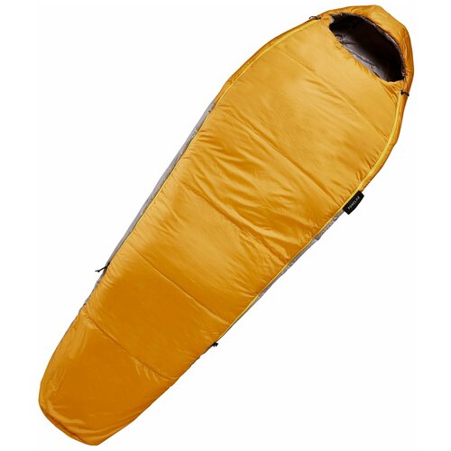 фото Спальный мешок "кокон" для треккинга c двойным слоем ватина trek 500 5°c , размер: l, цвет: горчичный/серый графит forclaz х decathlon