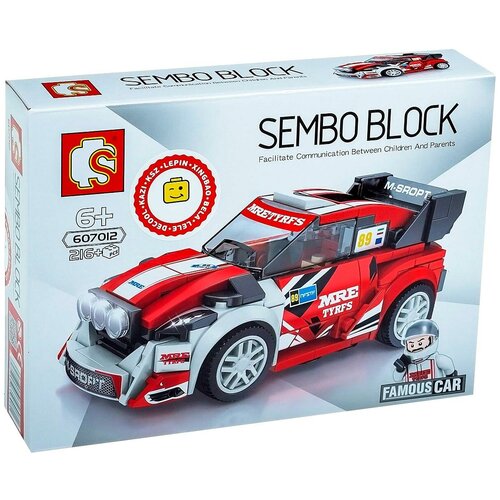 Конструктор Sembo 607012 Red and white Ford Fiesta M-Sport WRC, из серии Машины, Спид чемпионс bburago 1 32 2017 m sport ford fiesta wrc ott tanak alloy luxury vehicle diecast cars model toy collection gift