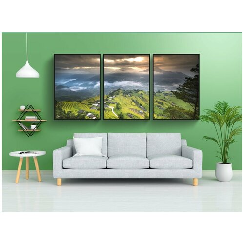 фото Набор модулных постеров для интерьера "вьетнам, рис, поле" 60x90 см. в тубусе, без рамки lotsprints