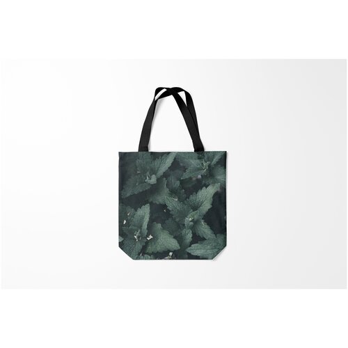 фото Сумка-шоппер / 40х40 см / популярные иллюстрации / листья мята. burnettie