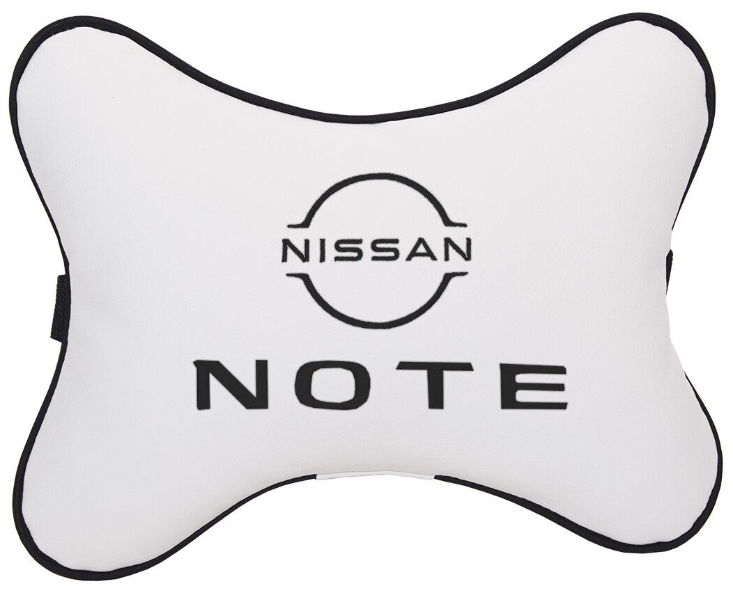Автомобильная подушка на подголовник экокожа Milk с логотипом автомобиля NISSAN Note