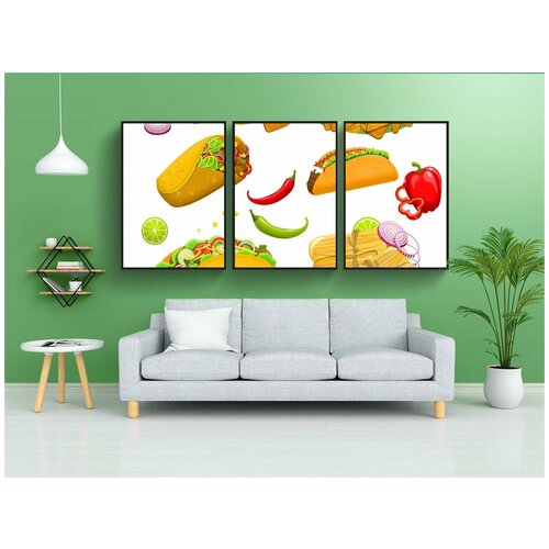 фото Набор модулных постеров для интерьера "мексиканская еда, во вторник тако, буррито" 60x90 см. в тубусе, без рамки lotsprints