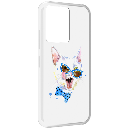 Чехол MyPads белый кот для Infinix Note 12 5G X671 / Note 12 Pro 5G задняя-панель-накладка-бампер