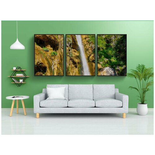фото Набор модулных постеров для интерьера "водопад, вода, поток" 60x90 см. в тубусе, без рамки lotsprints