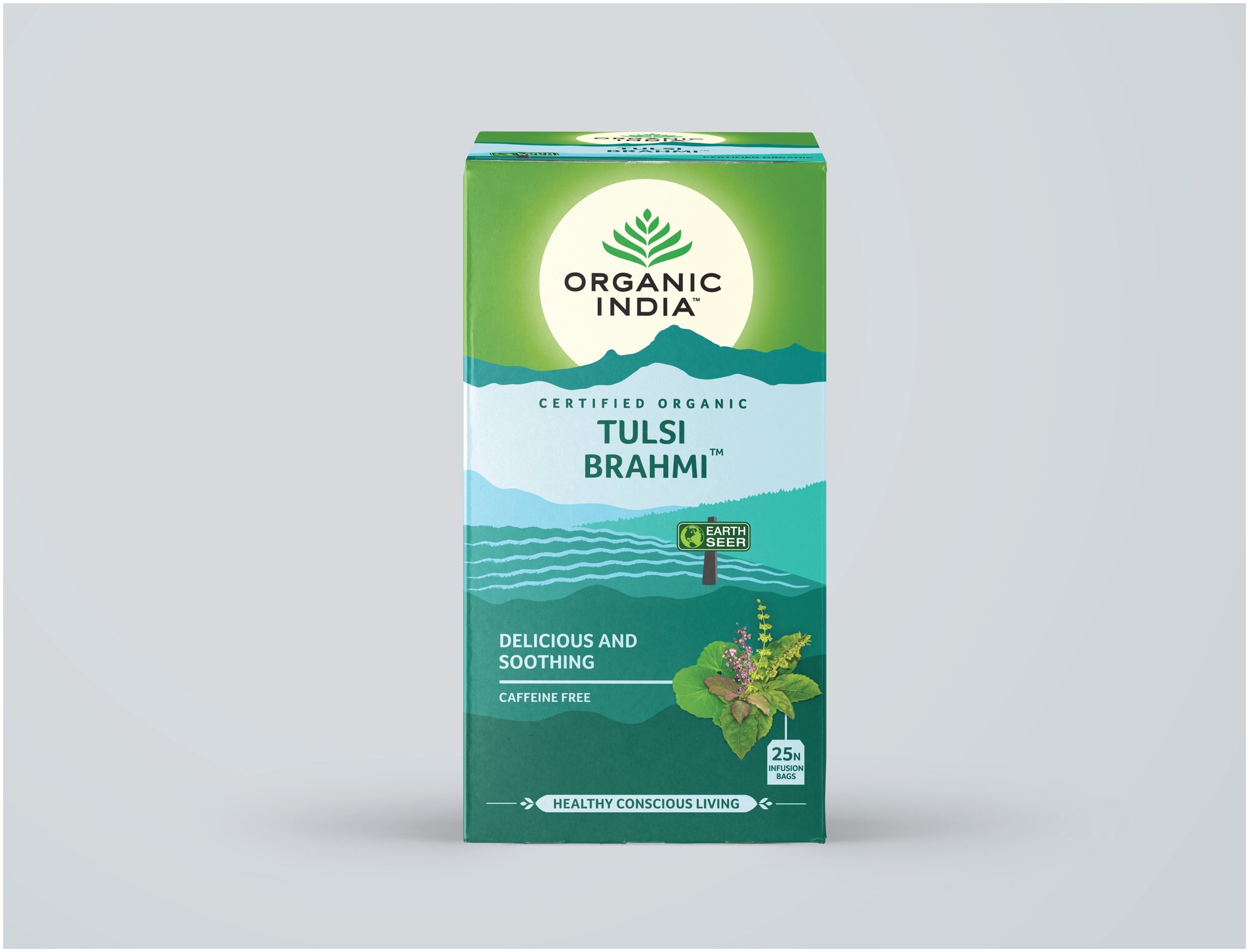 Индийский чайный напиток травяной, т. м. ORGANIC INDIA, тулси (Базилик) брахми, по 25 пакетиков в пачке