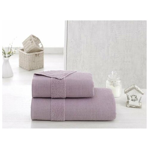 фото Полотенце двухстороннее из микрокоттона karna truva светлая лаванда 90х150