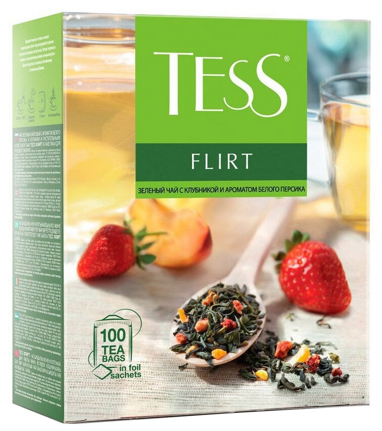 Tess Flirt чай зеленый в пакетиках 100 шт - фотография № 5