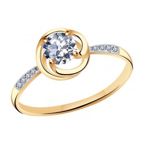 фото Золотое кольцо золотые узоры 01-6539 с цирконием diamant-online