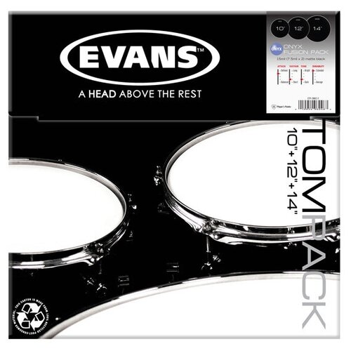 ETP-ONX2-F Onyx Coated Fusion Набор пластика для том барабана (10, 12, 14), Evans evans b13onx2 пластик для барабана evans onyx 13