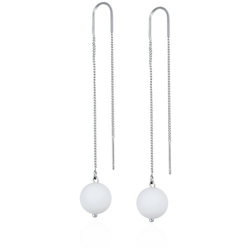 Серьги с подвесками L'attrice, агат, серебряный, белый нежные длинные дизайнерские серьги с природным камнем ангелитом