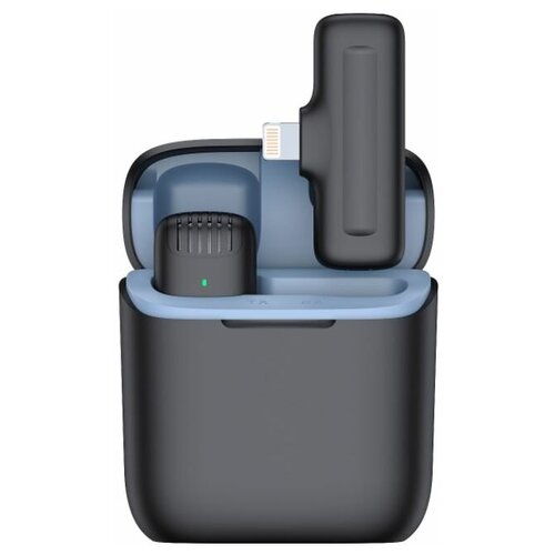 Беспроводной петличный микрофон Lightning for iPhone, iPad. Кейс для зарядки, 1 микрофон, приемник Lightning Штекер.