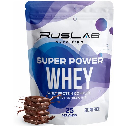 ruslabnutrition протеин ruslabnutrition super power whey шоколад 800 г Протеин сывороточный SUPER POWER WHEY, белково-углеводный коктейль (800 гр), вкус шоколад