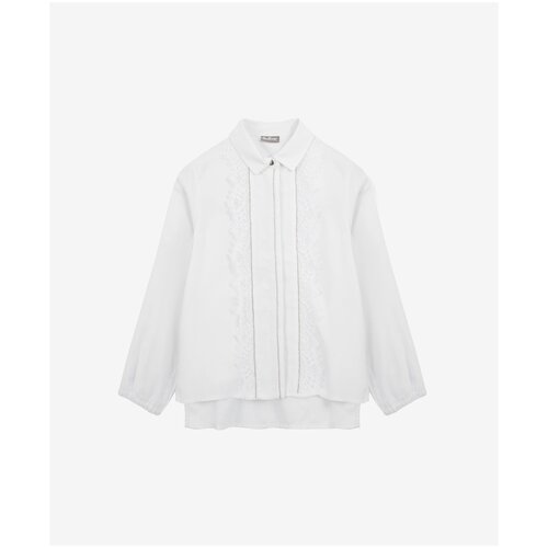 Школьная блуза Gulliver, размер 122, белый блузка оверсайз с серебристой цепочкой белая gulliver