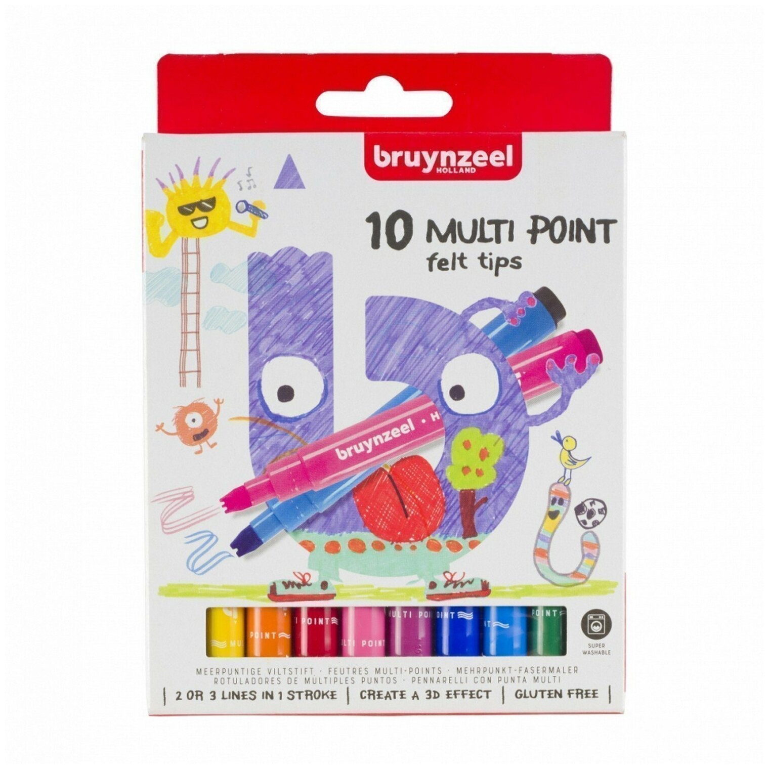 Фломастеры Bruynzeel Kids Multipoint, 10 цветов - фото №1