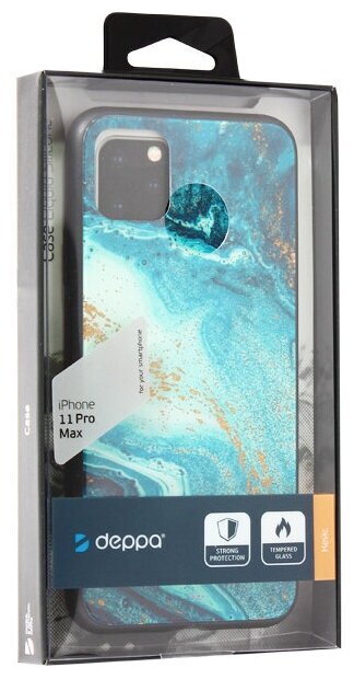 Чехол (клип-кейс) Deppa для Apple iPhone 11 Pro Max Glass Case голубой (87267) - фото №2