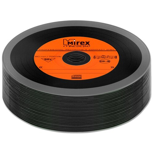Диск Mirex CD-R 700Mb 52X MAESTRO Vinyl (виниловая пластинка), оранжевый, упаковка 25 шт. диск mirex cd r 700mb 52x maestro vinyl bulk упаковка 25 шт 5 цветов по 5 дисков