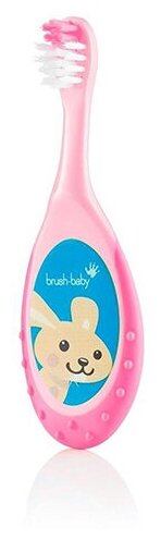 Brush-Baby FlossBrush зубная щетка, 0-3 года, розовая