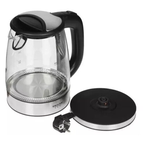 Чайник электрический DELTA LUX DL-1204В черный-хромдисковый стекло 222500₽