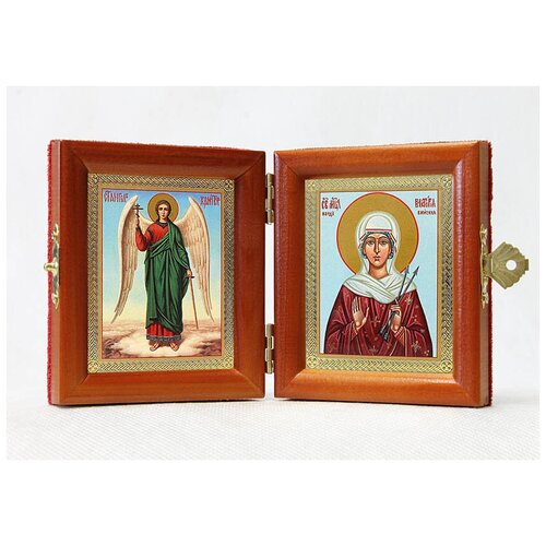 Складень именной Мученица Виктория Кордувийская - Ангел Хранитель, из двух икон 8*9,5 см