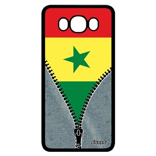 фото Красивый чехол на телефон // galaxy j7 2016 // "флаг сенегала на молнии" туризм патриот, utaupia, серый