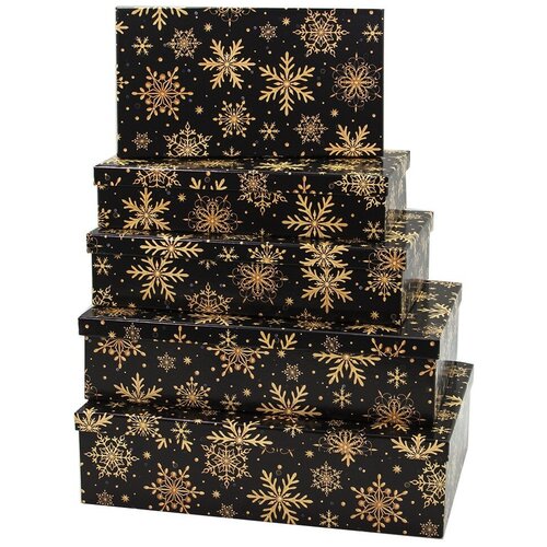 фото Набор коробок золотые снежинки, черный, 30*20*8 см, 5 шт. дон баллон