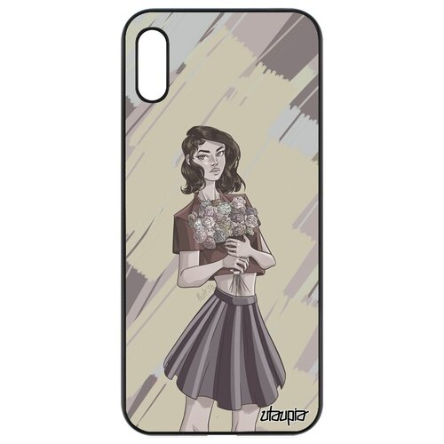фото Противоударный чехол на смартфон // honor 8a // "девушка и цветы" портрет розы, utaupia, серый