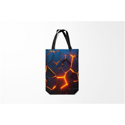 фото Сумка-шоппер / 31х42 см / текстуры 3d плиты neon steel неоновые разлом burnettie