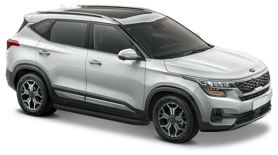 Пороги на автомобиль "Premium-Black" Rival для Kia Seltos 2020-н. в./Soul III 2019-н. в 180 см 2 шт алюминий A180ALB.2805.1