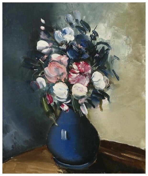 Репродукция на холсте Букет в синей вазе (Bouquet in blue vase) №7 Вламинк Морис 30см. x 36см.