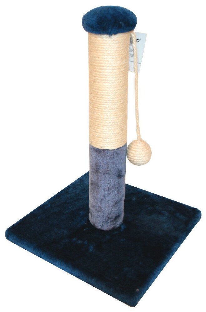 Когтеточка-столбик 30х30х43 см, с игрушкой, синий - фотография № 3