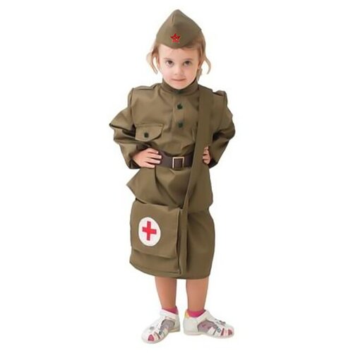 Костюм военного Санитарка для девочки, 3-5 лет рост 104-116 см костюм бока санитарка размер 104 116 хаки