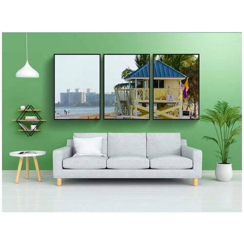 фото Набор модулных постеров для интерьера "пляж, майами, crandon park beach" 60x90 см. в тубусе, без рамки lotsprints