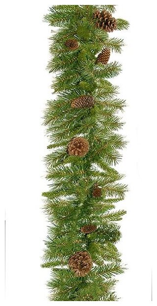 Гирлянда хвойная еловая с шишками, хвоя - PVC, 274х25 см, National Tree Company