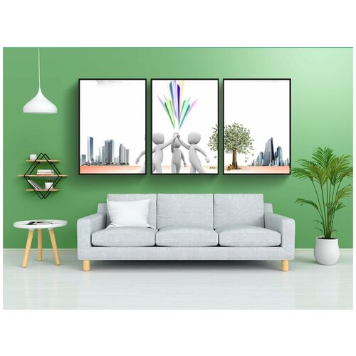 фото Набор модулных постеров для интерьера "встреча, компания людей, все вместе" 60x90 см. в тубусе, без рамки lotsprints