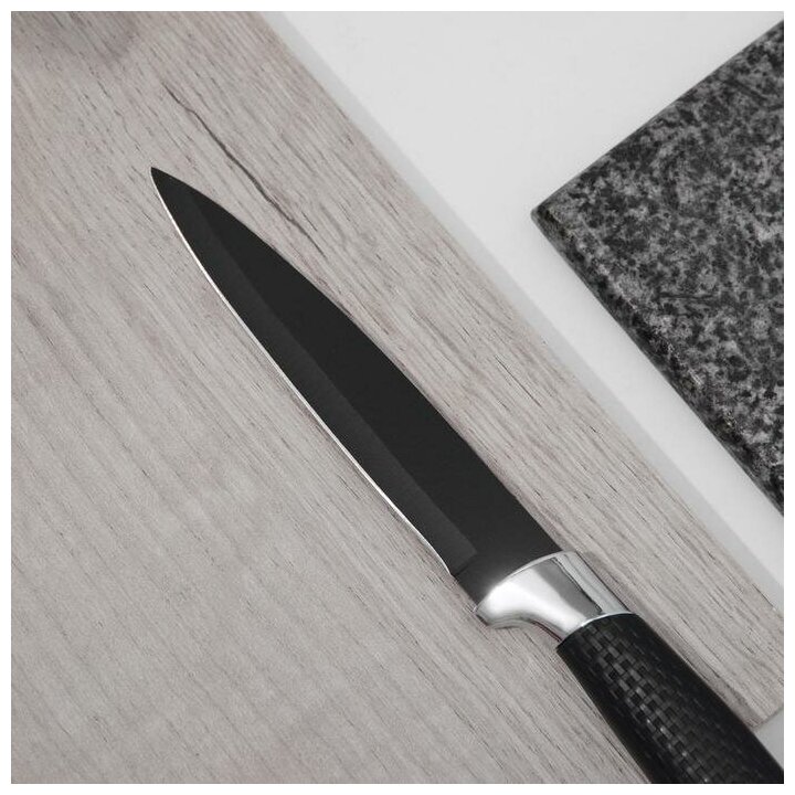 Нож универсальный Доляна Супер-блэк, лезвие 13 см - фотография № 2