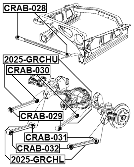 Сайлентблок задней поперечной тяги Febest CRAB-028