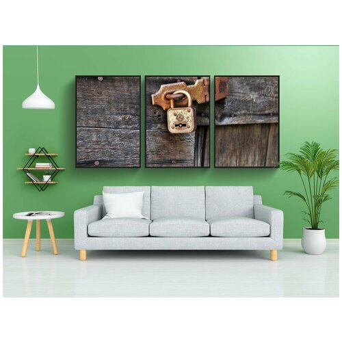 фото Набор модулных постеров для интерьера "дверь, замок, закрыт" 60x90 см. в тубусе, без рамки lotsprints