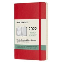 Еженедельник Moleskine Classic Soft WKNT Pocket 2022 датированный на 2022 год, А6, 77 листов, красный, цвет бумаги тонированный