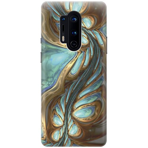 Силиконовый чехол Голубо-золотая абстракция на OnePlus 8 Pro / ВанПлюс 8 Про силиконовый чехол цветная абстракция на oneplus 8 pro ванплюс 8 про