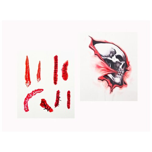 фото Набор переводных тату 3d "хэллоуин-1" (цв: красный-черный ) артэ