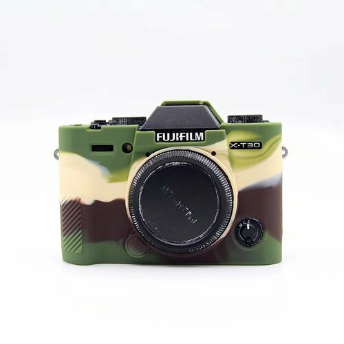 Защитный силиконовый чехол MyPads Antiurto для фотоаппарата Fujifilm X-T30/ XT30 из мягкого качественного силикона хаки