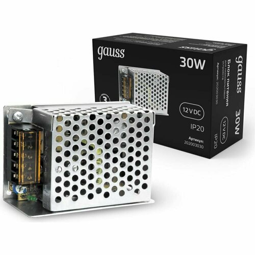 Блок питания Gauss LED STRIP PS 30W 12V gauss блок питания gauss led strip ps 12v 60w ip20 8a 202003060