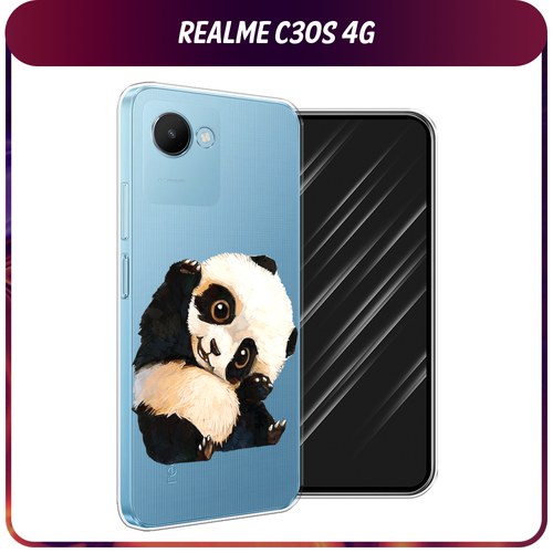 Силиконовый чехол на Realme C30S 4G / Реалми С30S 4G Большеглазая панда, прозрачный силиконовый чехол на realme c30s 4g реалми с30s 4g кот рисунок черно белый