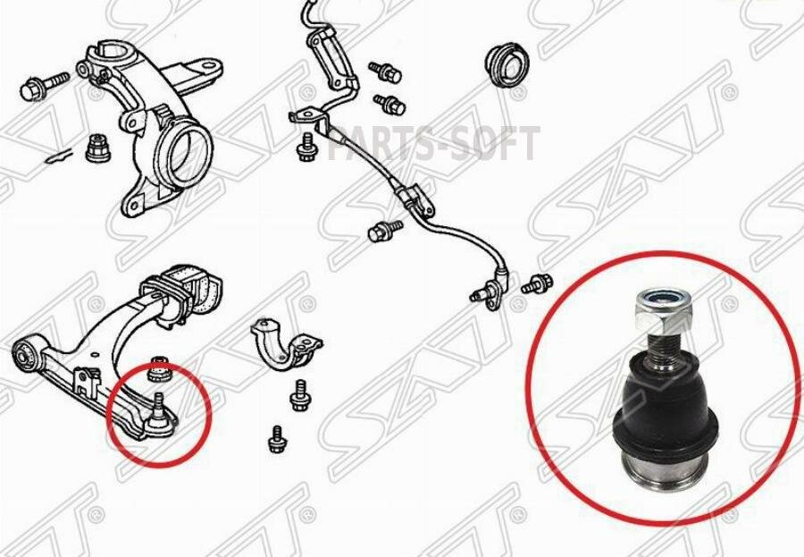 SAT ST-51220-SAA-E01 Шаровая опора нижнего рычага HONDA HR-V/FIT/JAZZ/MOBILIO 98-/STEP WGN/AIRWAVE 05-