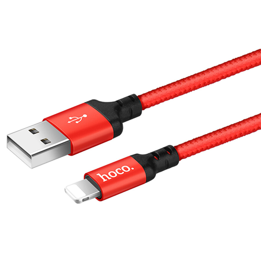 Кабель для зарядки и передачи данных HOCO X14 Times Speed, USB to Lightning, 2А, 2 метра, Красный+Черный