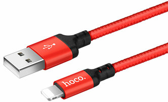 Кабель для зарядки и передачи данных HOCO X14 Times Speed, USB to Lightning, 2А, 2 метра, Красный+Черный