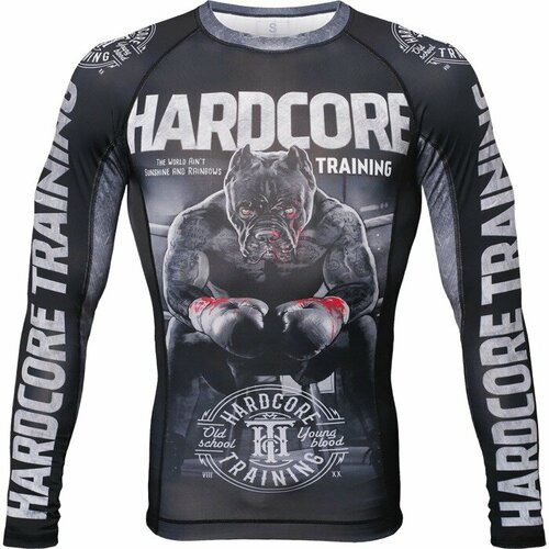 Рашгард HARDCORE TRAINING, размер 52-xl, черный тренировочный лонгслив hardcore training х ground shark the moment of truth xl