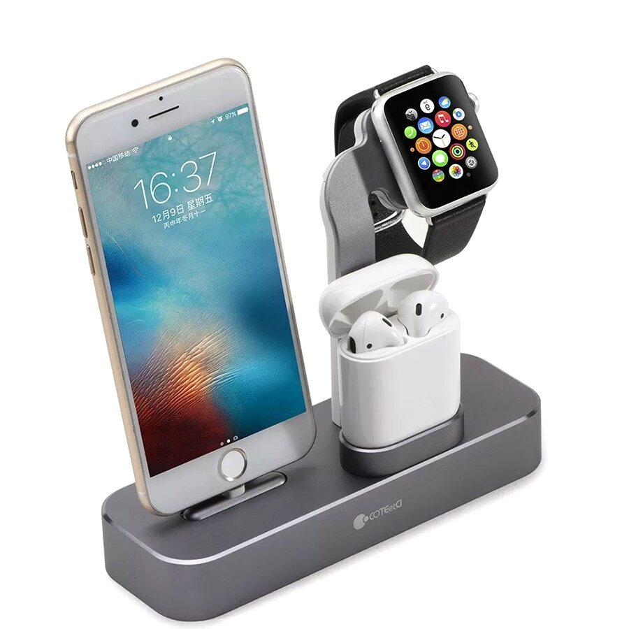 Док-станция COTEetCI (CS7201-GY) для Apple Watch/iPhone/AirPods (Space Gray) - фото №4